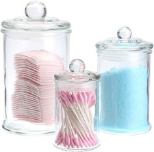 Glass Canisters, Apothecary Jars with Airtight Lids, Bathroom Vanity Storage