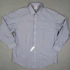 Brooks Brothers Mens 17 35 Madison Dress Shirt Blue Pink Striped Supima Cotton