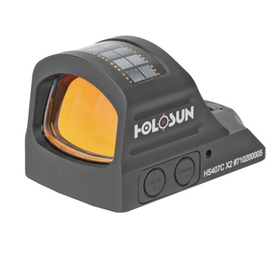Holosun Technologies, 407C-X2, Red Dot, 2 MOA, Black, Side Battery, Solar