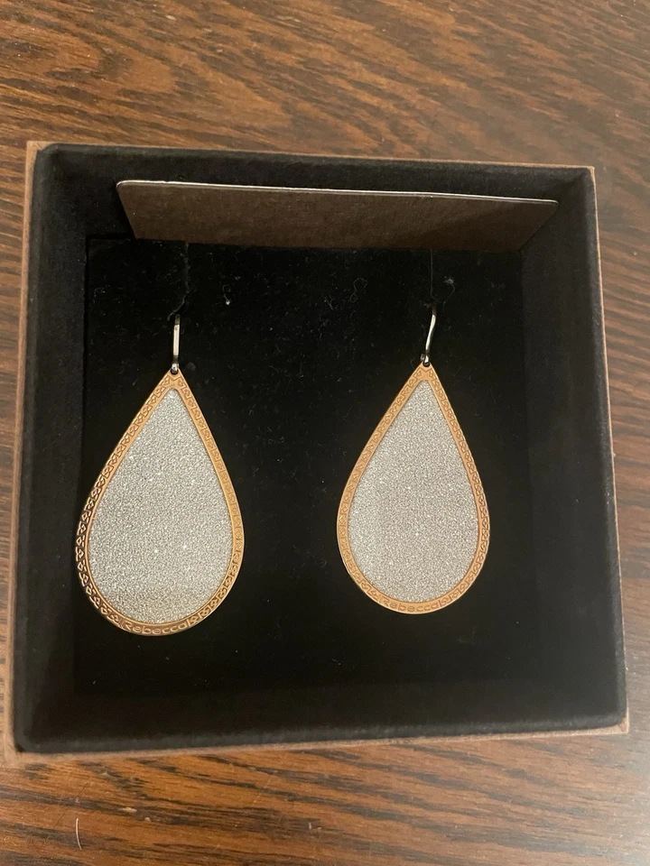 Pretty Bronze Earrings With Diamond  Dust By Rebecca (Italy) - Image 2 of 2