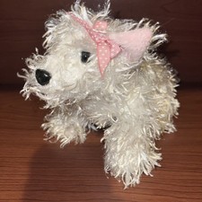 Ganz Webkinz White Terrier Puppy Dog HM106 Stuffed Animal with Pink Bow No Code