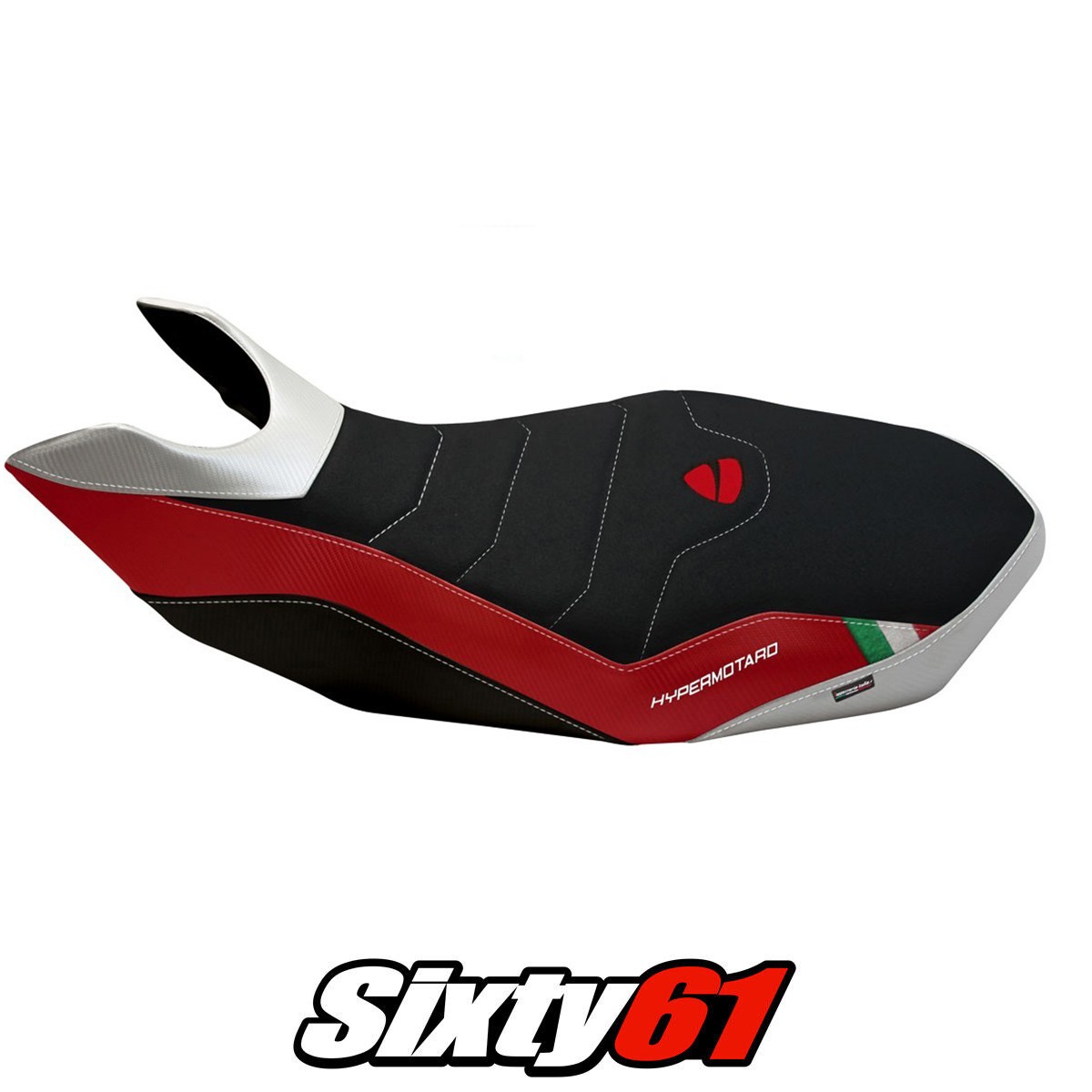 Ducati Hypermotard 796 / 1100 EVO 2007 Seat Cover Tappezzeria grip WH RD