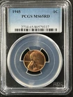 1945  1C RD Lincoln Wheat One Cent  PCGS MS65RD  80579337