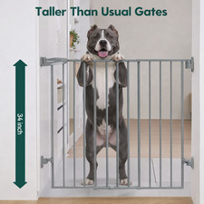 Babelio 26-43" No-Bottom-Bar, 2-in-1 Hardware Mounted Baby Dog Safety Gate WHITE