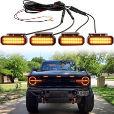 Kits de luces de parrilla de parrilla delantera con marcador LED ámbar ámbar para Ford Bronco Smoked Raptor