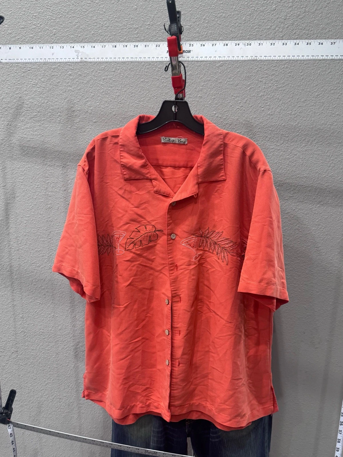 Batik Bay Embroidered Floral SHORT SLEEVE BUTTON UP SHIRT XL Extra Large
