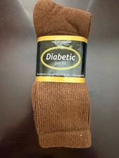 6 Pairs Non-Binding Top DIABETIC Brown Crew Sock Size 13-15 shoe:12-14 USA .