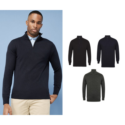 Henbury 1/4 Zip Jumper h729 - informelle Winterkleidung Baumwolle Pullover