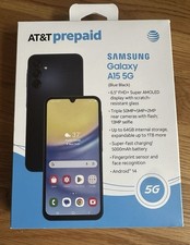 New/Sealed - AT&T Samsung Galaxy A15 5G, 64GB, Blue Black - Prepaid Smartphone