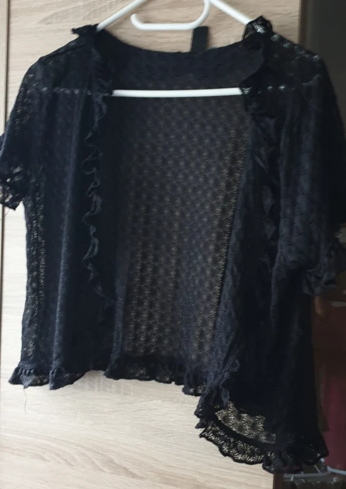 H&M Damen Jäckchen Oberteil Bolero Gr. L Art Spitze schwarz - Bild 2 von 2