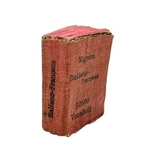 Antique Dictionary Miniature Italiano Frances 12500 Vocaboli da Collezione Book