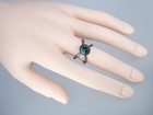 Vintage Estate Silver Tone Watermelon Rivoli Green Pink Blue Solitaire Ring Sz 5 — photo 3