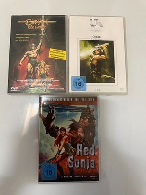 CONAN - DER BARBAR + DER ZERSTÖRER + RED SONJA mit Arnold Schwarzenegger 3 DVDs