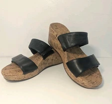 Vionic Pepper Sandals Open Toe Platform Wedge Women's Size 8 Black Leather 