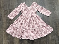 Janie and Jack The Everyday 3/4 Sleeve Dress Pink Floral Fit & Flare Sz 6 Twirly