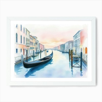 Watercolor Gondola In Venice Art Pr Framed Wall Art Poster Canvas Print Picture