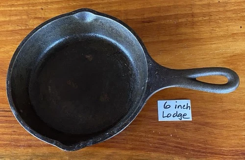 6” Lodge Cast Iron Skillet Frying Fry Grill Pan Cookware Double Spout Vintage