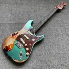 custom ST electric guitar aged blue sunburst SSS pickups rosewood fretboard