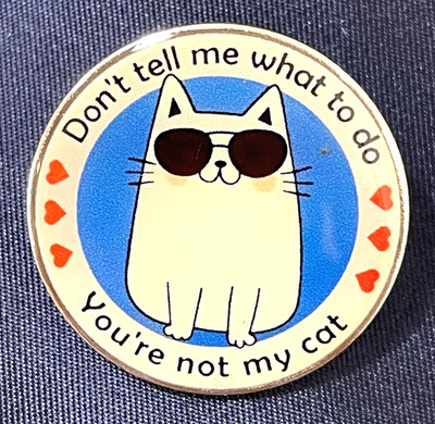 NWOT Cat Boss Brooch Lapel Pin Enamel Multicolor Round Sunglasses Heart Cute