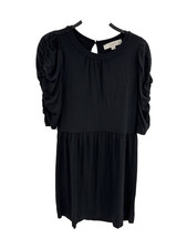Loft Womens Petite Dress XSP Black Puff Sleeve Keyhole Back Stretch