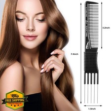 Patelai 4pc Carbon Lift Teasing Comb Metal Prong Hair Pick Set