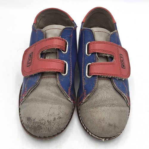 Vintage Wolf Red Blue Leather Youth Kids Bowling Shoes 4