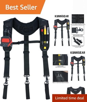 Padded Heavy Duty Tool Belt Suspenders for Tradesmen   Adjustable & Versatile