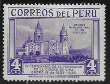 1935 PERU #325 MLH VF Cathedral of Lima, built in 1535-1625/ Architecture