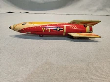 1950's USAF V-1 Tin Space Rocket Japan Friction Toy Masudaya Modern Toys
