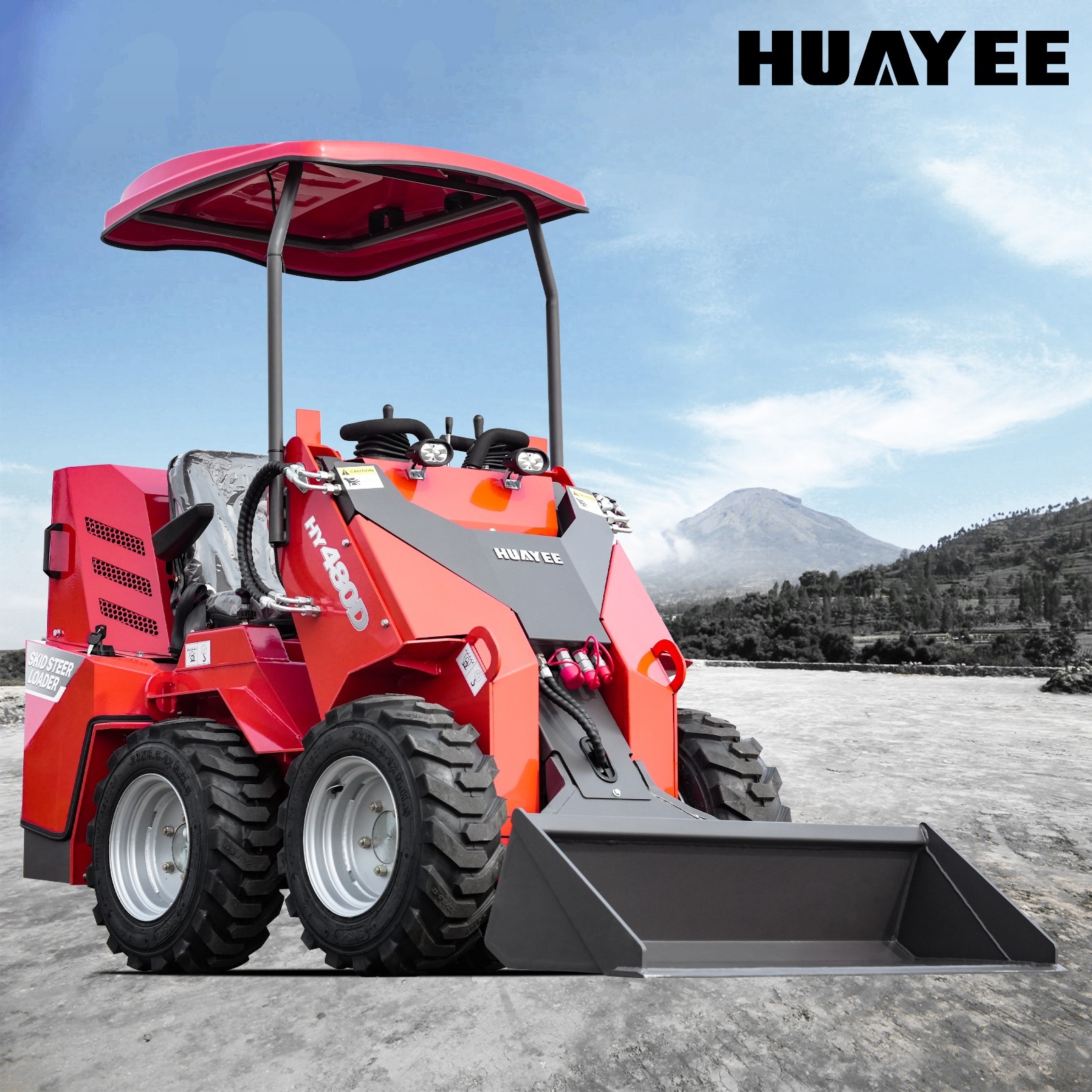 Free Ship HUAYEE 480D Ride-On Wheeled Mini Skid Steer Loader B&S 23HP EPA Engine