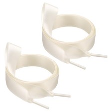55" Satin Ribbon Flat Shoelaces Wide Silk Sneakers Shoestring, Beige