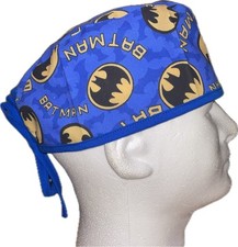 DC Comics Batman Yellow Signs On Blue Scrub Hat Chemo Cap