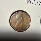 1914 S Lincoln Wheat Cent in VF condition - KEY DATE - Free Shipping