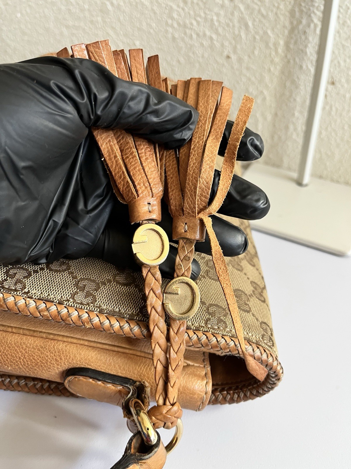 Gucci Marrakech Shoulder Bag Brown Leather thumbnail 8