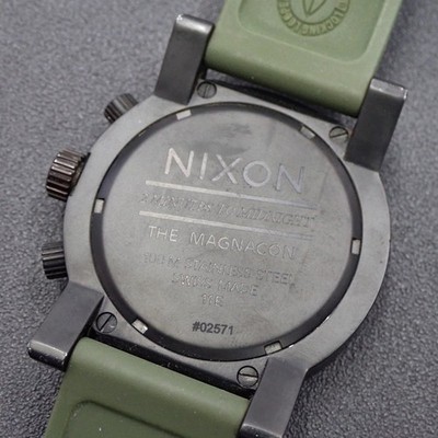 NIXON MAGNACON Chronograph Date Black Dial Rubber Band Quartz 48mm