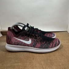 Nike Free RN Fly knit Womens Size 8.5 Running Shoes Pink Red Black 880844-006