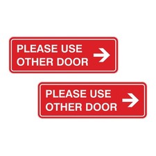 Standard Please Use Other Door Right Arrow Sign Red - Small 2 Pack