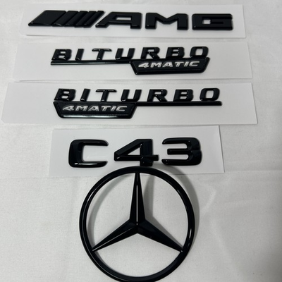 #ad C43 AMG BITURBO 4MATIC Rear Emblem Badge For MB W205 C205 Gloss Black New $32.99