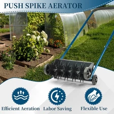 19in Push Spike Aerator, Heavy Duty Rolling Lawn Aerator