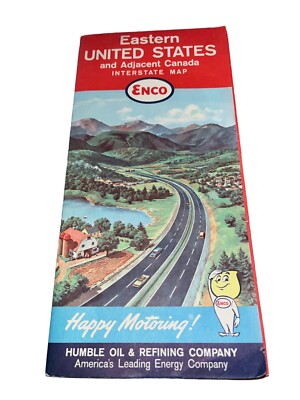 Vtg Enco 1962 Eastern United States Canada Humble Oil Interstate Travel Map Rare