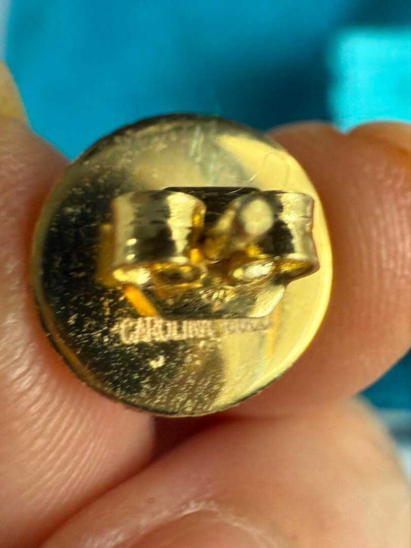 Carolina Bucci 18k Yellow Gold Sparkling Large Button Stud