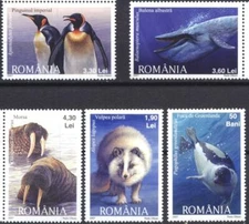 Mint stamps Polar Fauna 2007 from Romania   avdpz