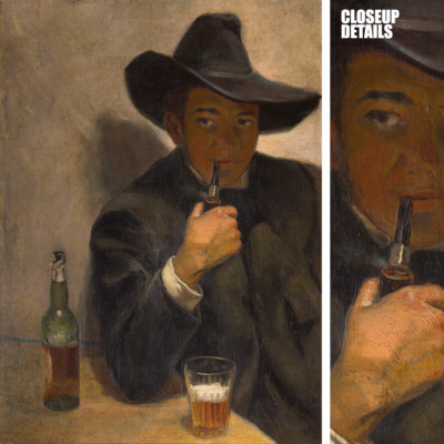 30W''x40H'' SELF PORTRAIT w/BROAD BRIMMED HAT by DIEGO RIVERA - CHOICES of CANVAS