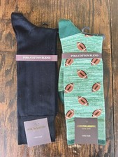 Johnston  Murphy Socks Green Football Navy Pima Cotton Dress x 2 Pairs New