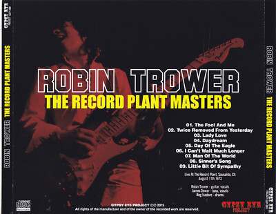 ROBIN TROWER - THE RECORD PLANT MASTERS 1973 (1CD) | eBay