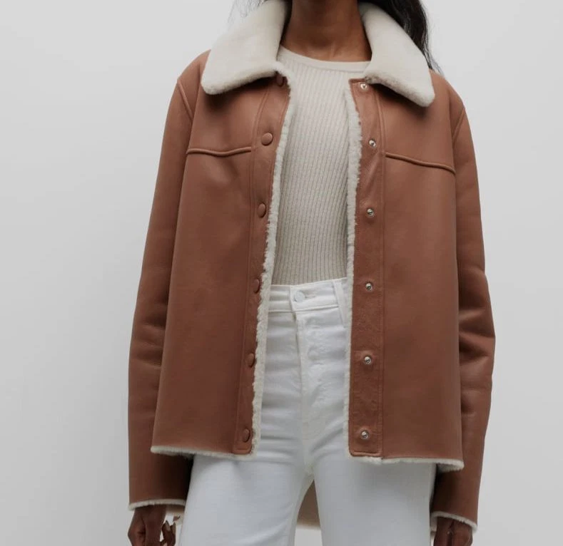 2634 Anne Vest Women s Brown Shearling Trim Frey Leather Jacket