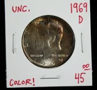 1969-D  Kennedy Half Dollar 50C  "UNC"  Nice Color