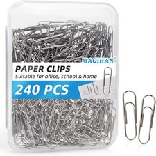 Paperclips - 240 PCS Silver Paper Clip with Plastic Storage Box Medium Paper
