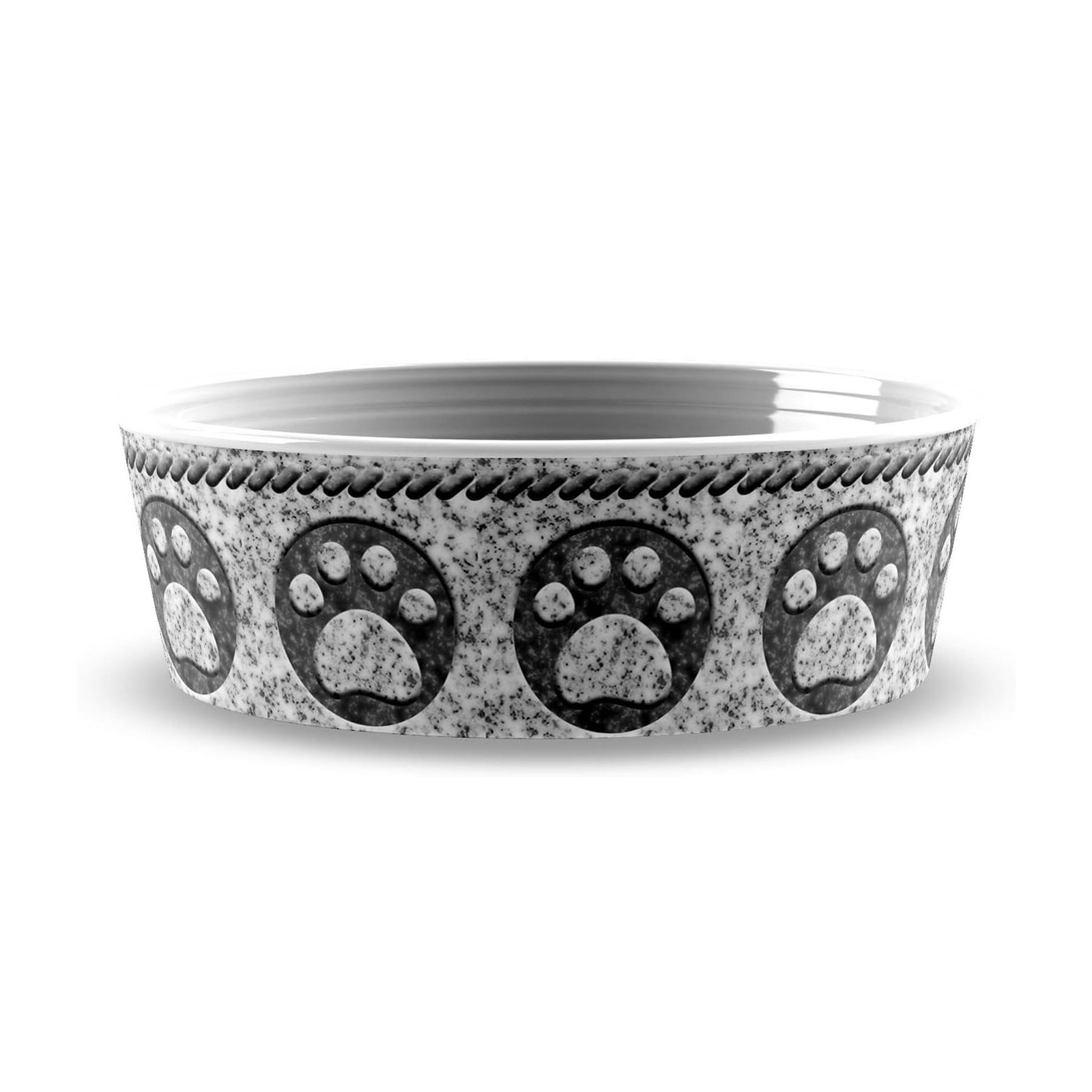 Charcoal Paw Print Large Melamine/Plastic Pet Bowl