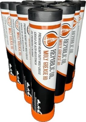 4 Boxes / 40 Tubes Republic Oil ''Elite'' 5% Moly #2 Grease 10x14oz | Calcium Sulf